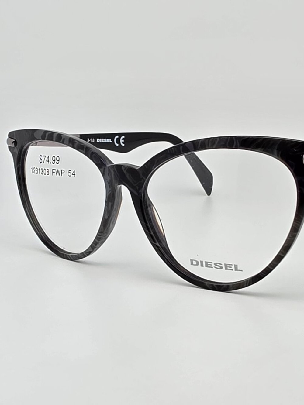 Diesel DL5193-3 005 Black Marble Cat Eye Eyeglasses Frame 54-15-140